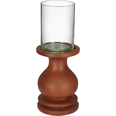 CASTIÇAL HOME&amp;CO MADEIRA / VIDRO 30x10x10cm MARROM