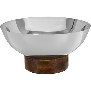 CENTRO MESA COM PE EM MADEIRA HOME&amp;CO INOX 14x27x27cm PRATA