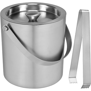 BALDE GELO PAREDE DUPLA HOME&amp;CO COM PEGADOR INOX 1,8L 15x15x15cm PRATA