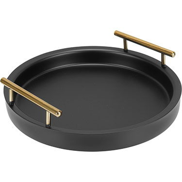 BANDEJA REDONDA HOME&amp;CO PAREDE DUPLA INOX 4x32x32cm PRETO