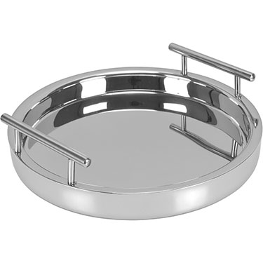 BANDEJA REDONDA HOME&amp;CO PAREDE DUPLA INOX 4x32x32cm PRATA