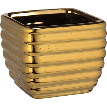 CACHEPÔ HOME&amp;CO CERÂMICA 8x10x10cm DOURADO