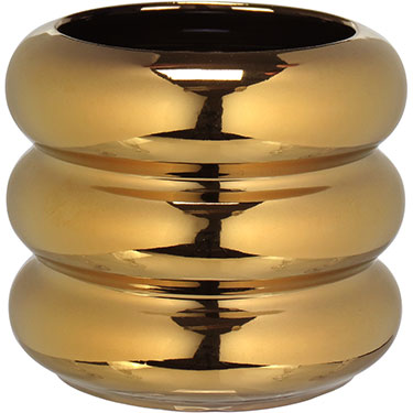 CACHEPÔ HOME&amp;CO CERÂMICA 10x11x11cm DOURADO