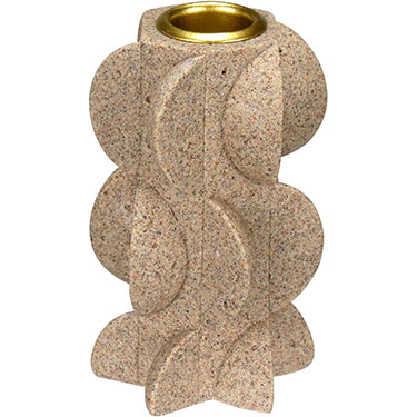 CASTIÇAL HOME&amp;CO RESINA 10x6x6cm BEGE