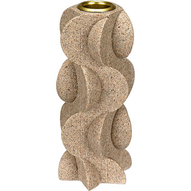 CASTIÇAL HOME&amp;CO RESINA 14x6x6cm BEGE